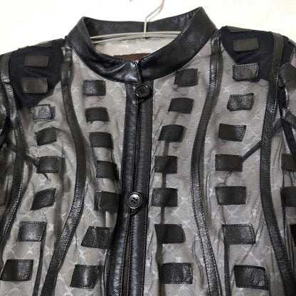 Rare ARBORENTE Made in Japan Cowhide Lamb Leather Mesh Long Coat