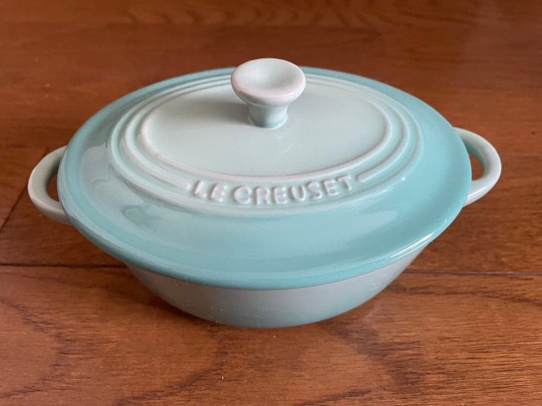 Le Creuset Mini Oval Cocotte Cool Mint Stoneware Used Collectible