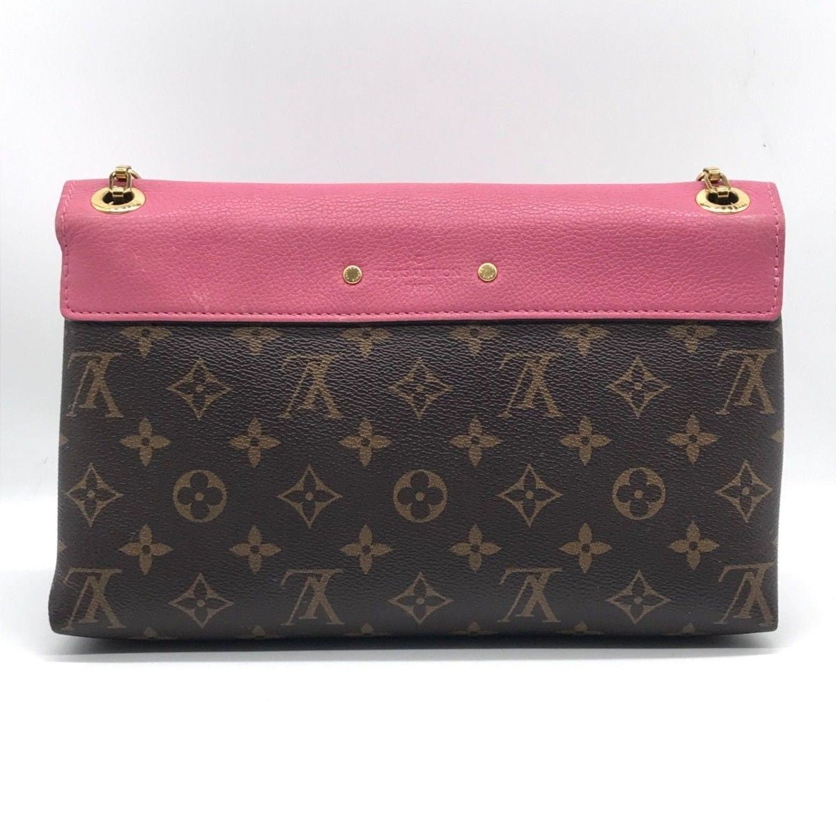 Louis Vuitton Monogram Pallas Chain Shoulder Bag Rose Brown Womens Authentic
