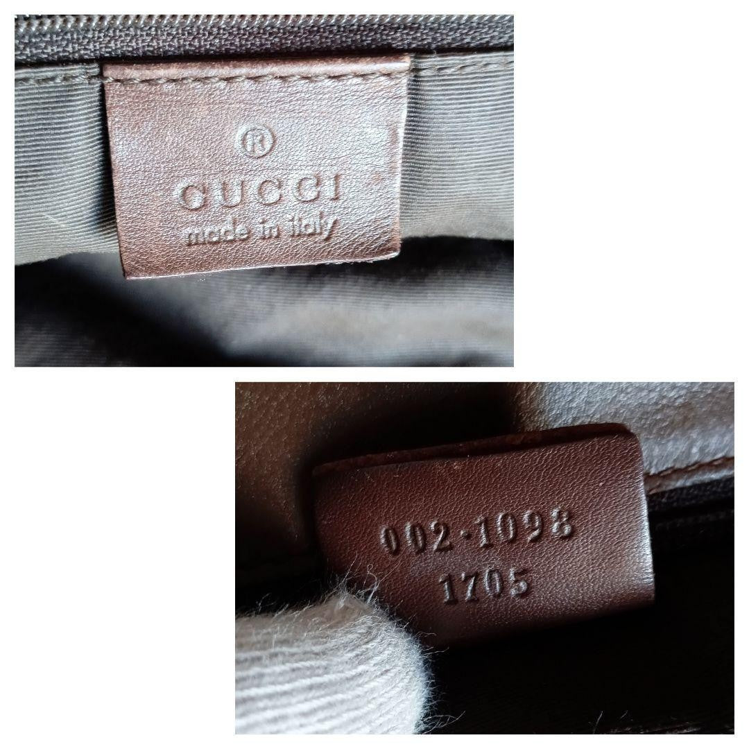 GUCCI GG Tote Shoulder Bag Leather Canvas Brown Beige Gold Hardware From Japan