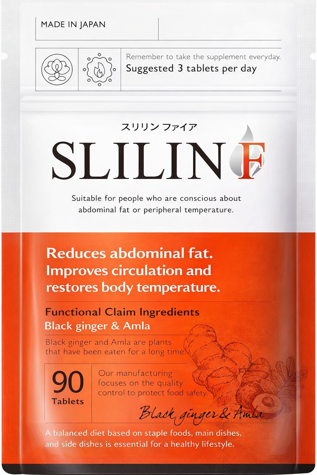 SLILIN F Fat Burning Supple Basic Metabolism Support Ginger