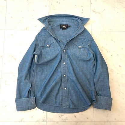 RRL Double R L Chambray Shirt Size 2 Women Limited Edition Rare American Fashion