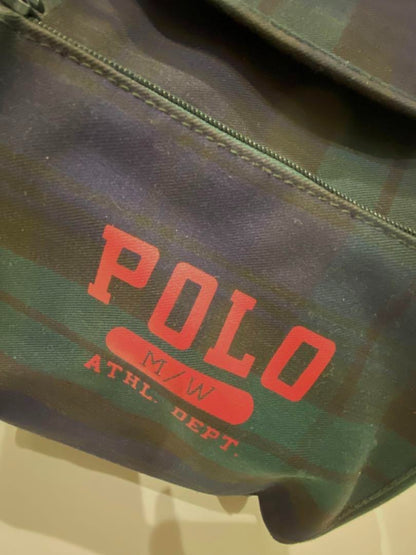 Vintage Polo Ralph Lauren Backpack Black Watch Plaid Canvas PVC 40x30x15cm