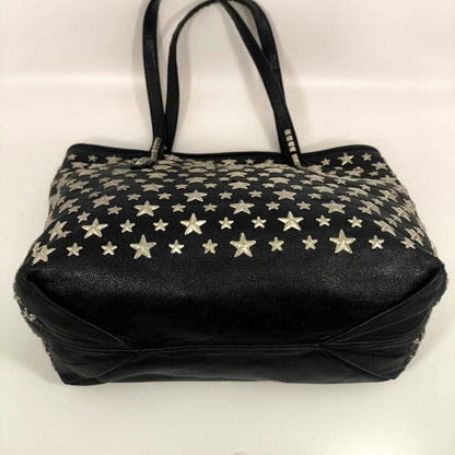 Jimmy Choo Scarlet Star Studded Leather Tote Bag Black Italy Auth Rare