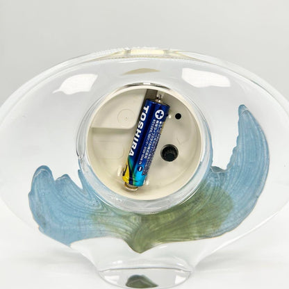 Authentic Daum France Crystal Table Clock Blue Green Clear Gold Used From Japan