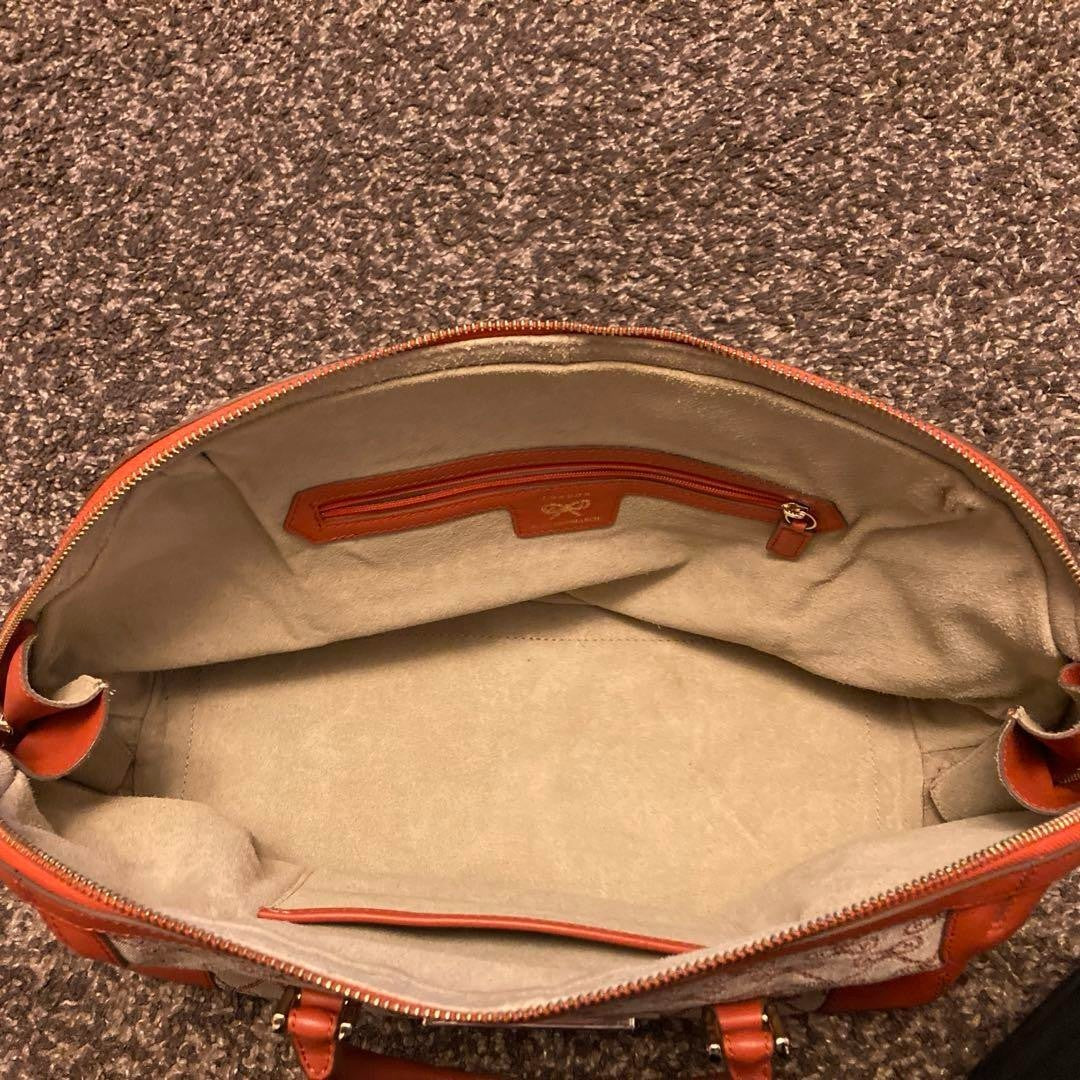 Anya Hindmarch Handbag Dome Total Pattern Canvas Leather Orange