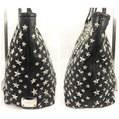 Jimmy Choo Scarlet Star Studded Leather Tote Bag Black Italy Auth Rare