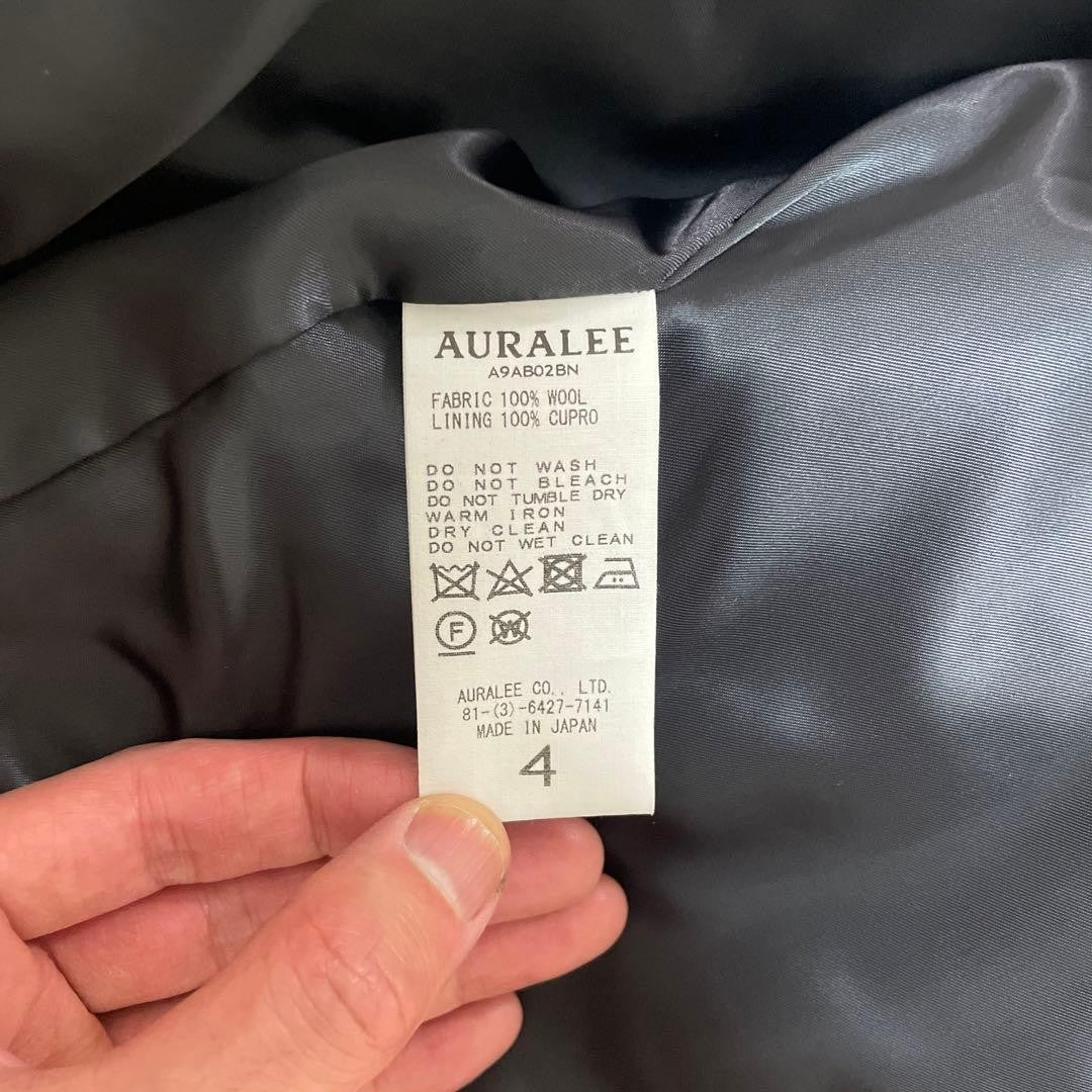 AURALEE DOUBLE FACE CHECK ZIP UP BLOUSON Men's Wool Jacket A9AB02BN Size 4 JAPAN