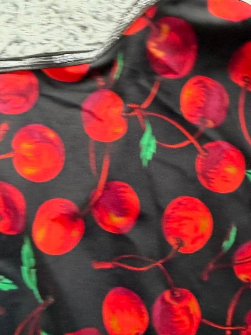 Vintage Dolce & Gabbana Cherry Print T-Shirt Black Red Y2K Baby Tee Size S