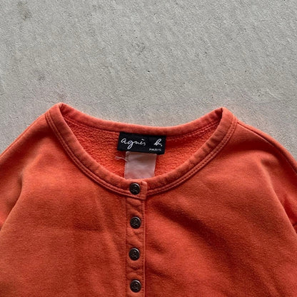 Agnes b Snap Button Cardigan Cropped Minimalist Paris Style Orange Japan