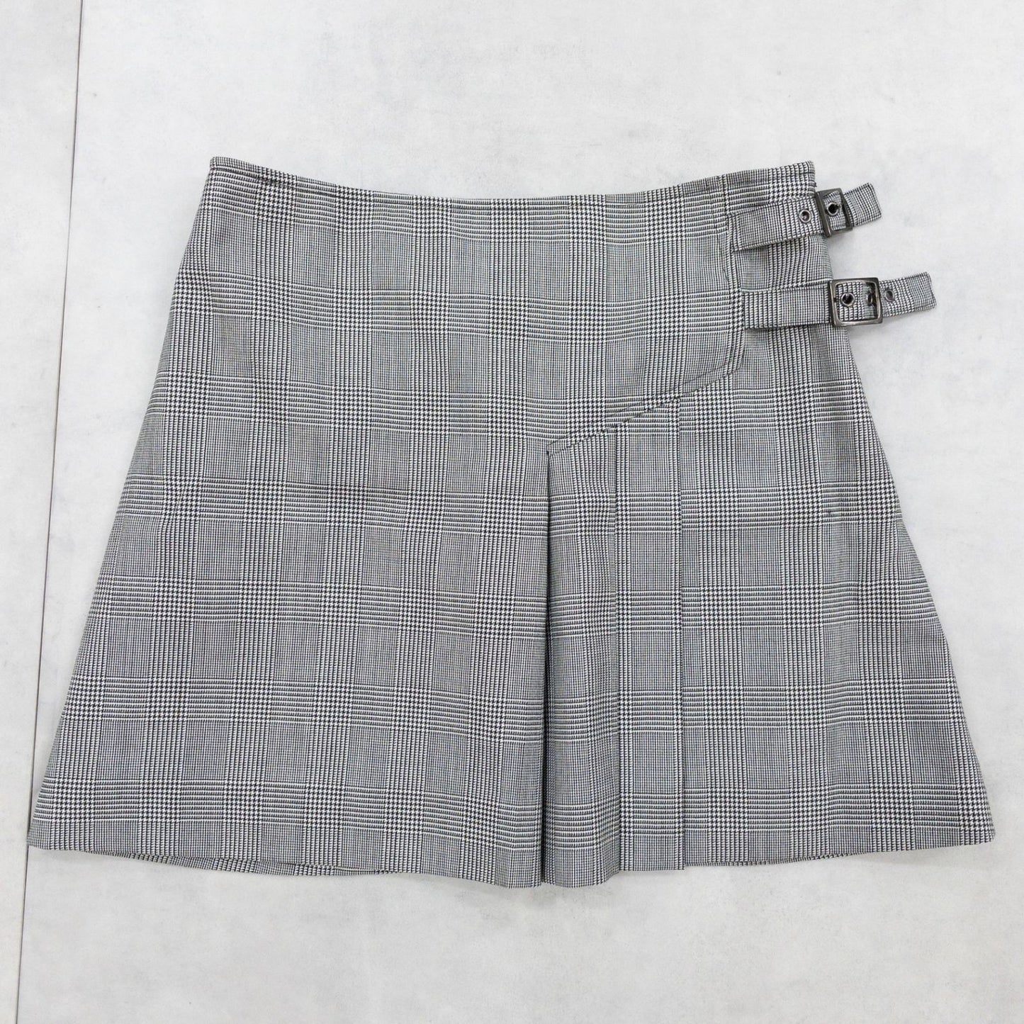 Christian Dior Galliano Houndstooth Plaid Wool Pleated Mini Skirt FR40 Archive