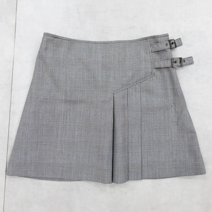Christian Dior Galliano Houndstooth Plaid Wool Pleated Mini Skirt FR40 Archive
