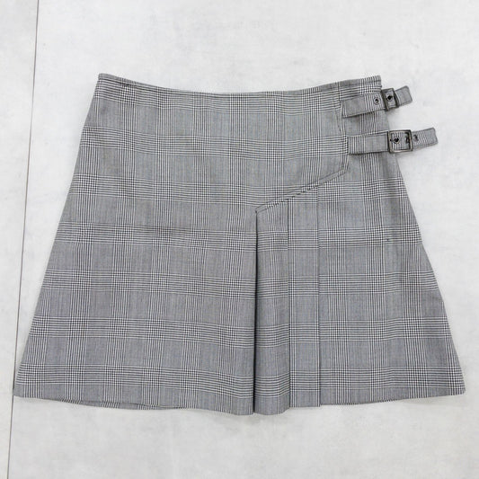 Christian Dior Galliano Houndstooth Plaid Wool Pleated Mini Skirt FR40 Archive