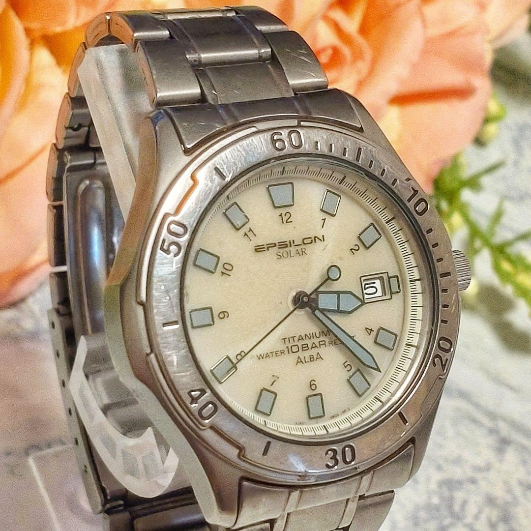 Seiko Alba Epsilon Solar Titanium Watch Mens Rare JDM Limited wrist 17cm