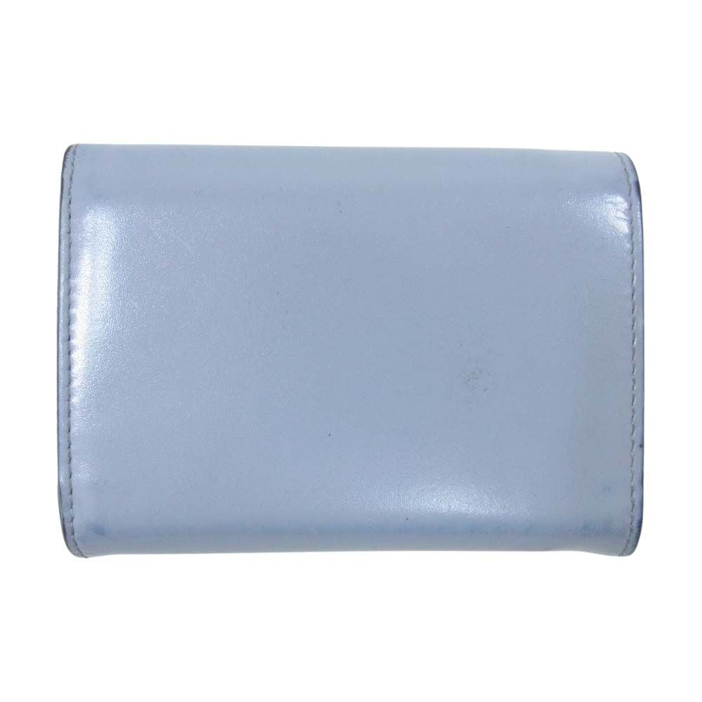 JIL SANDER Wallet Logo Compact Tri-fold Mini Light Blue Used LIFE-0