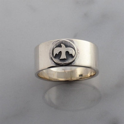 Sterling Silver 925 Thunderbird Ingot Flat Ring, US Size 10.25