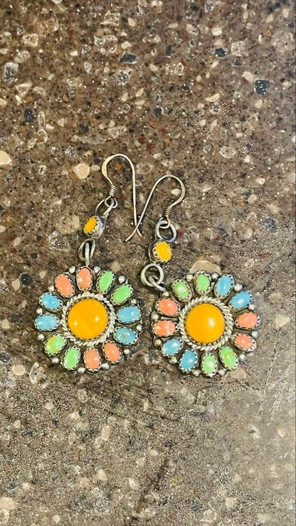 Vintage Larry Moses Begay Native American Sterling Silver Earrings