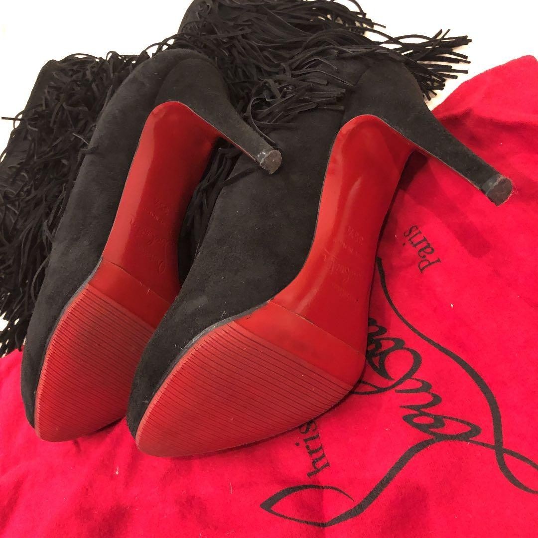 Christian Louboutin fringe short Heel Boots Shoes Women Size 35 1/2Genuine