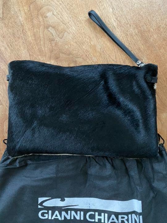 GIANNI CHIARINI Zebra pattern Clutch Bag logo black white fashion goods women