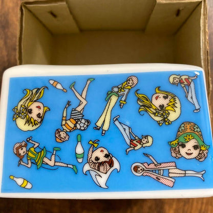 Retro Girl Cartoon Doll Ashtray with Accessories 1990s Vintage Used