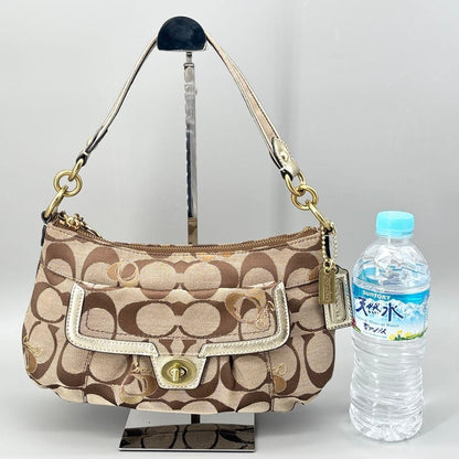 COACH Handbag Signature Turn Lock Brown Y2K Vintage Auth From Japan
