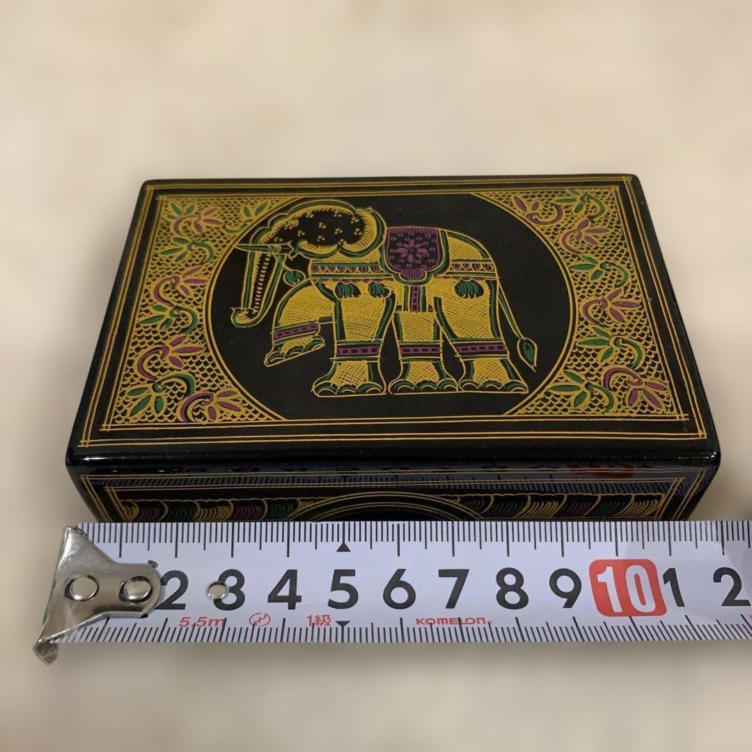 Thai Lacquerware Small Item Box Elephant Asian Decor