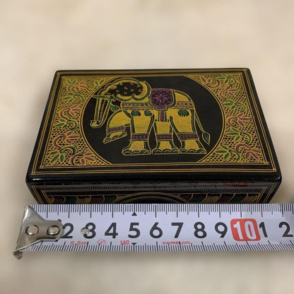 Thai Lacquerware Small Item Box Elephant Asian Decor