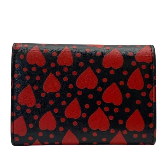 SAINT LAURENT PARIS 6-Key Holder Compact Case with Heart Motif Black Red Auth