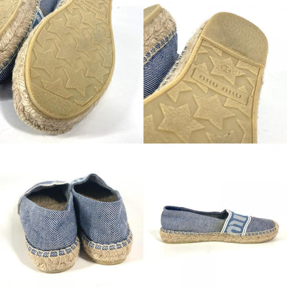 MIUMIU logo Shoes Slip-on Flats Espadrille cotton blue/White