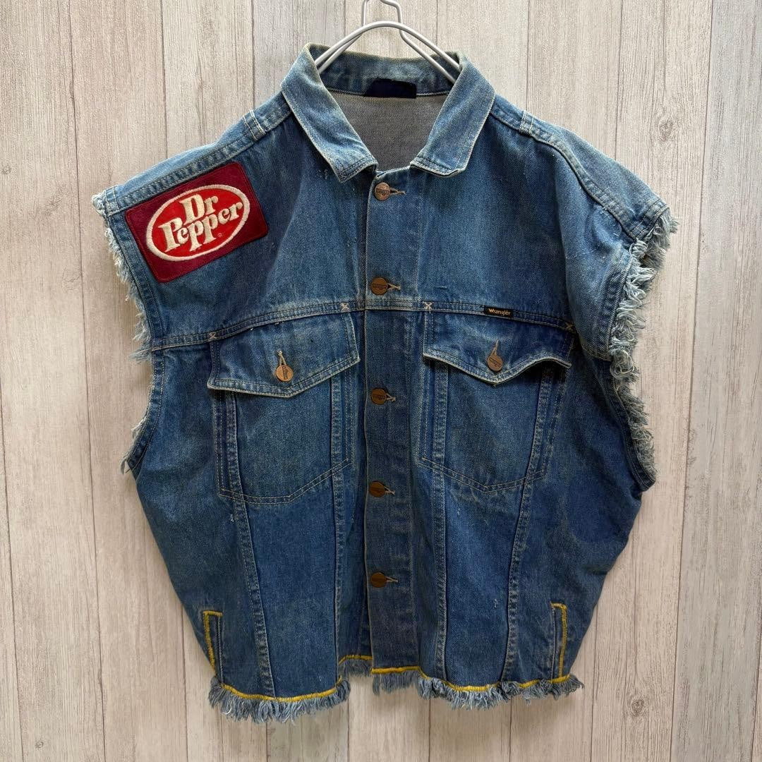 Wrangler Men Denim Vest Patch Vintage Limited Edition Rare Model American Casual