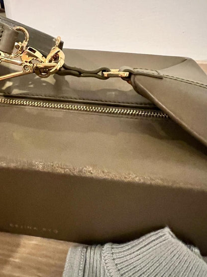 REJINA PYO Olivia Handbag Purse Leather in Olive Green w/Dust Bag USED Good Cond