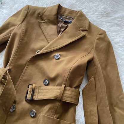 Brooks Brothers Women M Dark Brown Trench Coat M Women'S All Over Lining Pattern