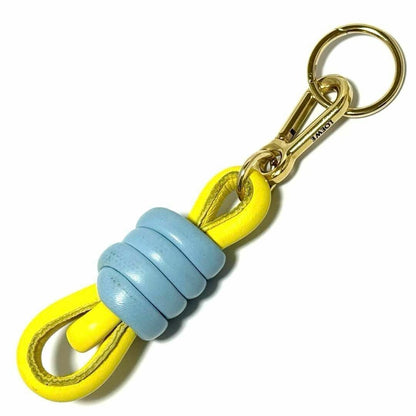 Used Loewe Womens Knot Bag Charm Key Ring Key Holder Yellow Leather
