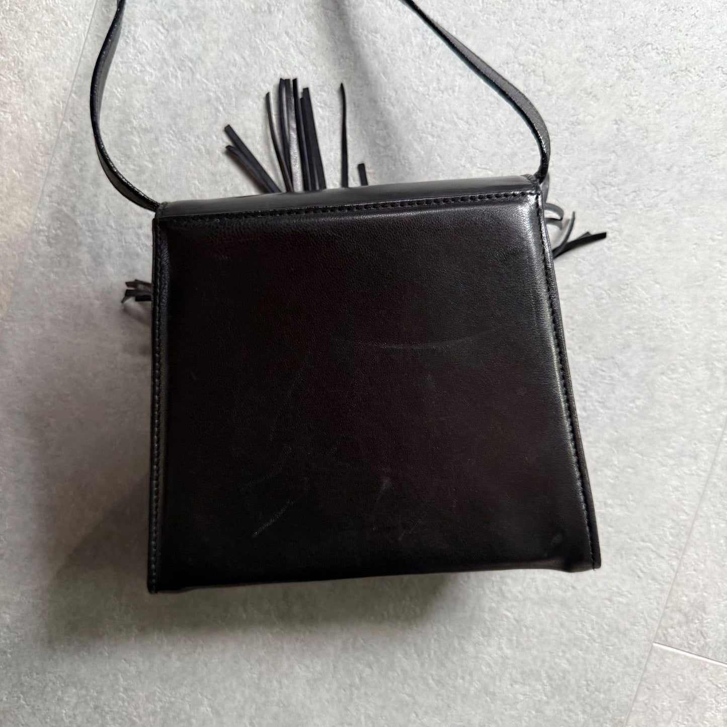 Salvatore Ferragamo Fringe Mini Shoulder Bag Leather Black Gold Authentic Rare