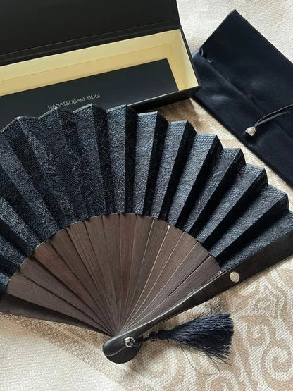 Shiseido Hanatsubaki Folding Fan Sensu w/ Case Box Novelty Unused Japan
