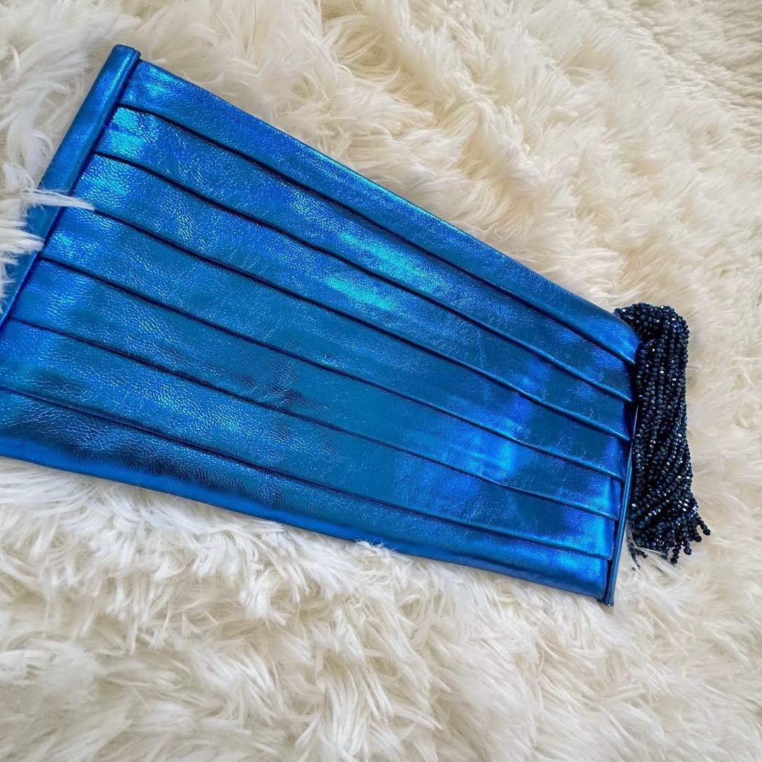 Anya Hindmarch Women Bag Hand Beads Sequin Clutch Metallic Blue Limited Edition