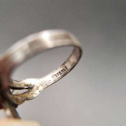 Fred Harvey Style Thunderbird 925 Silver Vintage Stampwork Pinky Ring