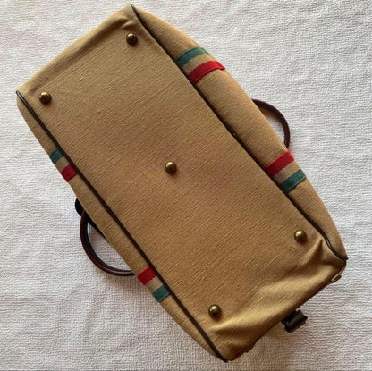 Rare grips Boston 2way Shoulder Bag Vintage Beige Leather Travel Purse