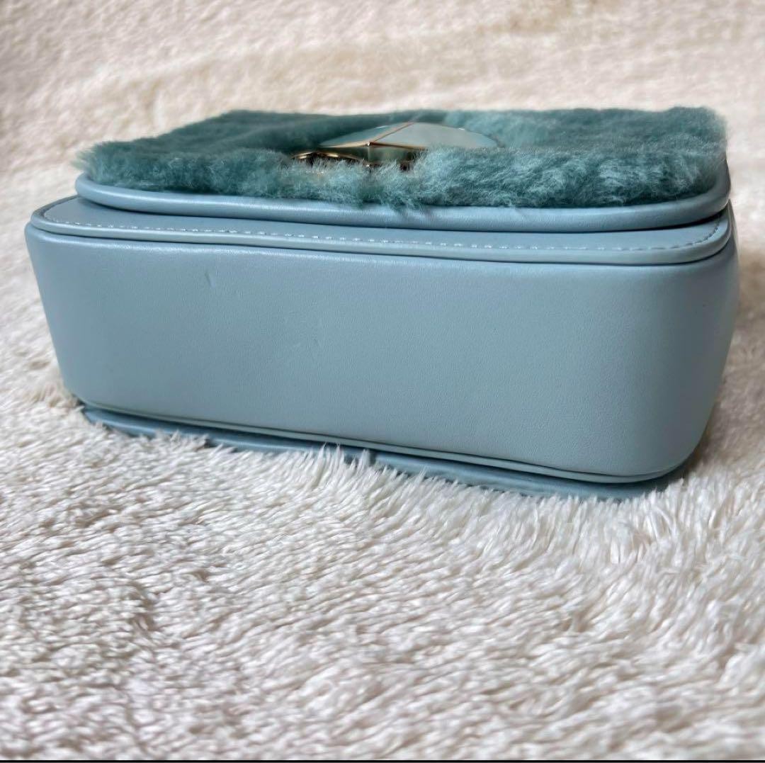 Kate Spade York Nicola Fur Shoulder Bag Blue Leather 2WAY Near Mint /Used
