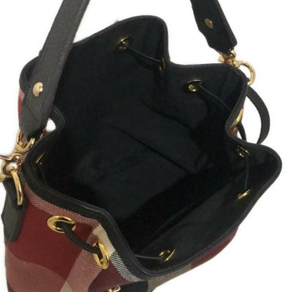 Auth BLUE LABEL CRESTBRIDGE - Bordeaux Black Multi Canvas Leather Shoulder Bag