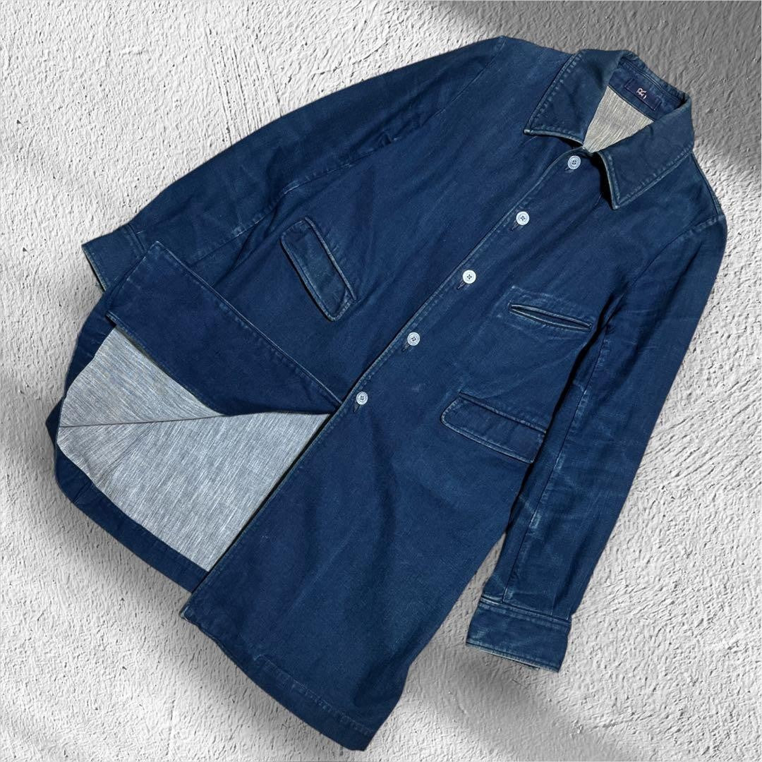 45rpm/45R Denim Coat Long Jacket Japan Made Vintage Dark Blue 3 Pockets Unisex