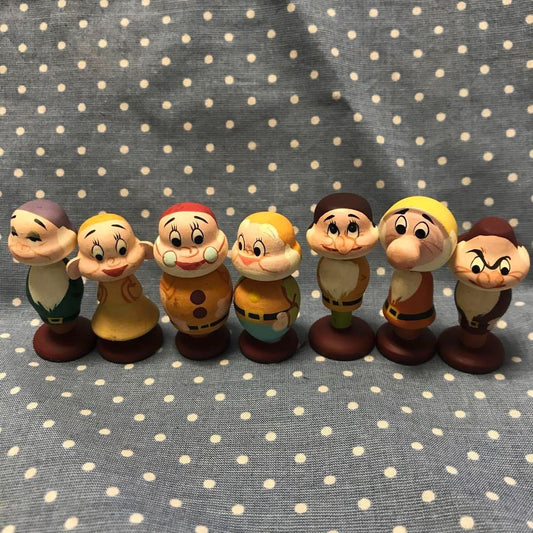 Disney Antique Snow White 7 Dwarfs Manga Kokeshi Dolls