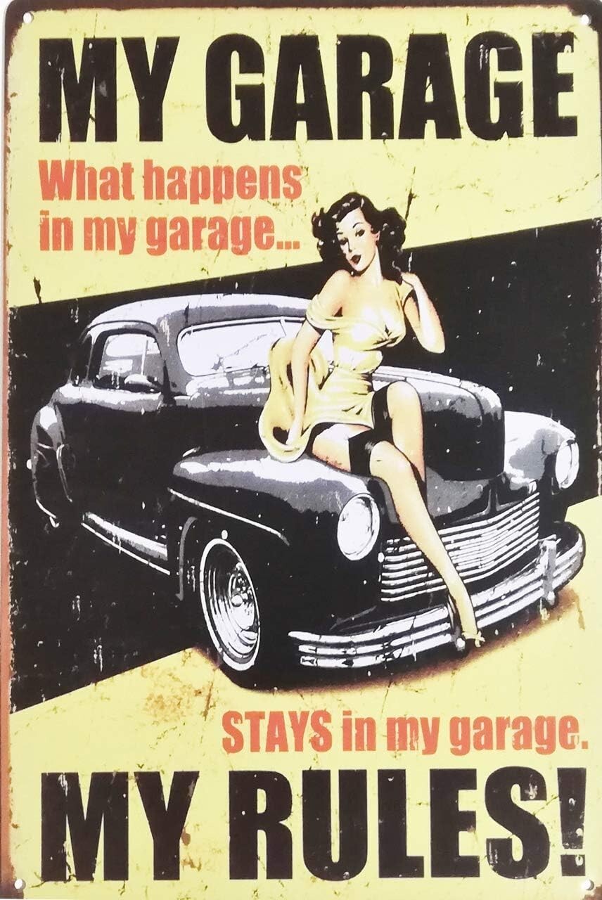 HIRO WORLD TRADE Tin plate sign, set of 5, antique retro garage sign (car)