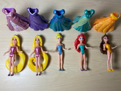 Magic Clip Disney Princess 9pcs Set Mattel DressUp Dolls