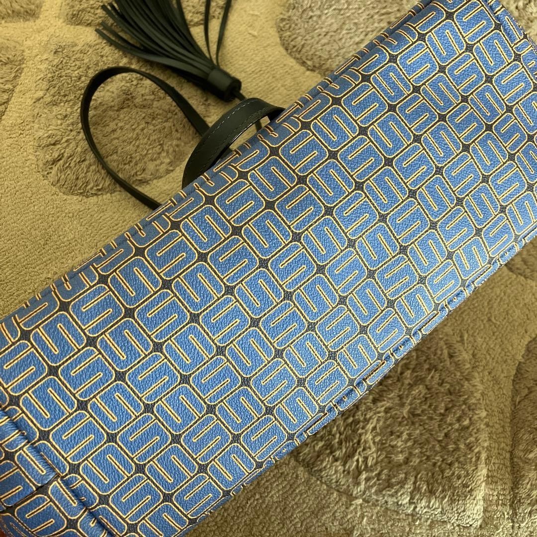 Serapian Milano Tote Shoulder Bag w/Tassel in Blue Black USED Good Cond From JPN