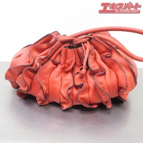Lupo Barcelona Abanico Red Purse Frill Tote Bag Leather Used