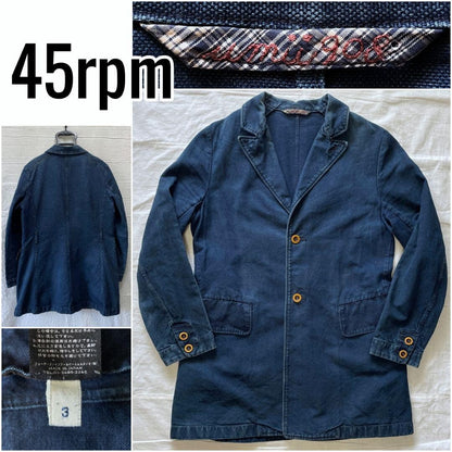 45rpm/Umii908 Indigo Coverall Denim Jacket for men size 3/L Made in JAPAN