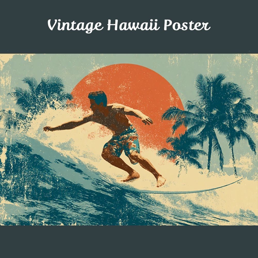 Retro Surf Spirit Hawaiian Art Wall Hanging Interior Limited Edition