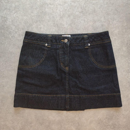 Vivienne Westwood Denim Mini Skirt Dark Indigo with Orb Embroidery Size 2