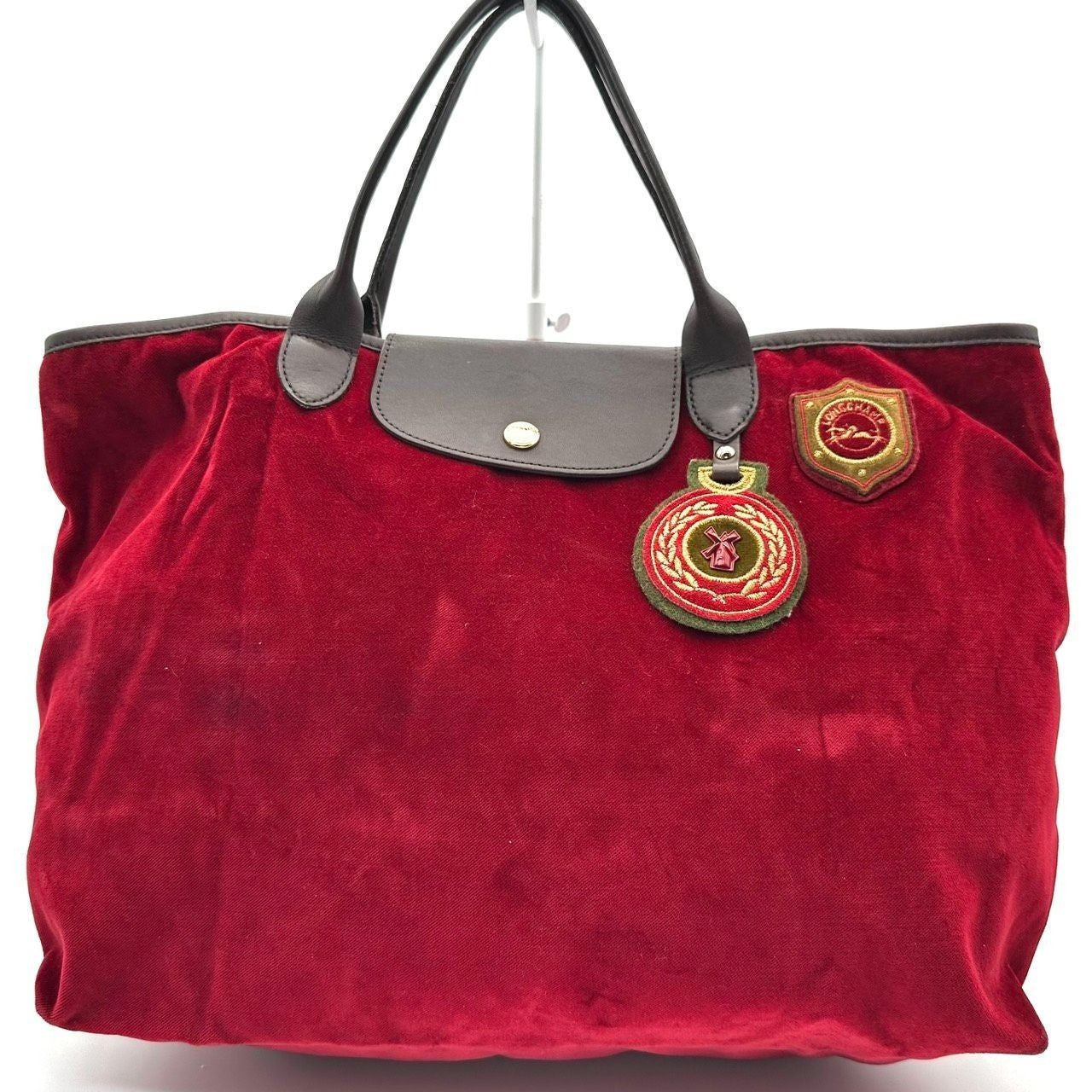 Rare Longchamp Velvet Tote Bag Bordeaux A4 Compatible 5aGood condition